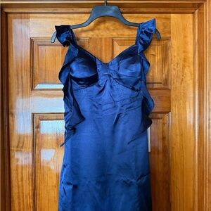 Elegant Navy Blue Ruffle Dress